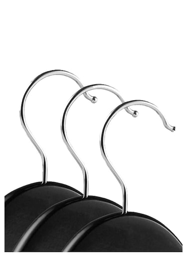 48 Adet Ahşap Görünümlü Plastik A Kalite Siyah Elbise Askısı