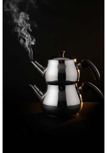 Yunusoğlu Home Antonio Midi Boy Siyah Çaydanlık Takımı Gri