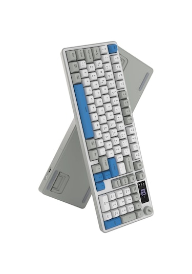 Hawk Gaming Hk258 Membrane Lcd Rgb Kablosuz/bluetooth Beyaz Mavi Full Türkçe Gaming Klavye