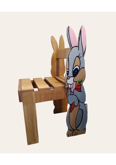 Rabbit Ahşap Tamamı El Yapımı Çocuk Sandalyesi