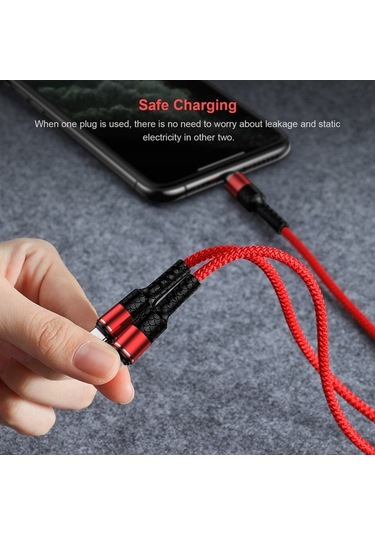 Sandwich 1.2m Gümüş 3'lü Usb Şarj Kablosu Lightning/type-c/micro Usb Uyumlu 3a Hızlı Şarj