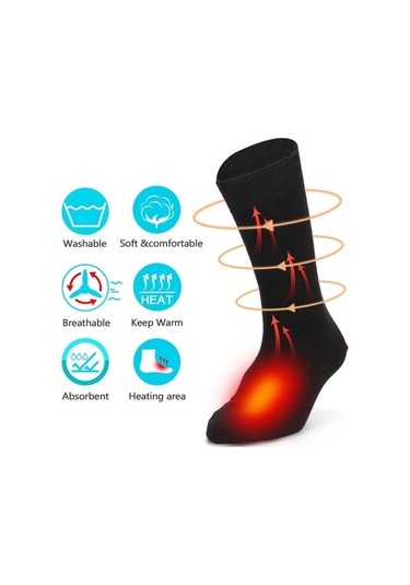 Willowhaven Çorap Elektrikli Isıtmalı Pil İle Çalışan Soğuk Hava Erkek Çorap Tek Beden Siyah Çok Renkli