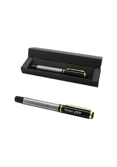 Kişiye Özel İsim Yazılı Eskitme Renk Besmelei Şerif Yazılı Roller Tükenmez Kalem Siyah