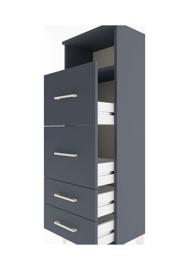 Arges Dolap 2 Raflı 4 Çekmeceli Tek Kapaklı 44x30x134 Antrasit-antrasit Antrasit