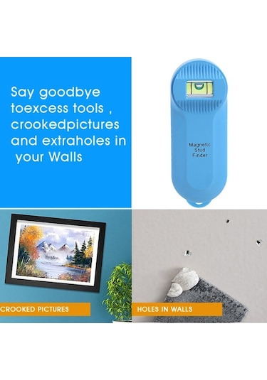 Ulzyvf Mıknatıslı Duvar Tarayıcı - Çivi Ve Metal Dedektörü, Hassas Merkez Bulma, 100x38x21mm Mavi Mavi