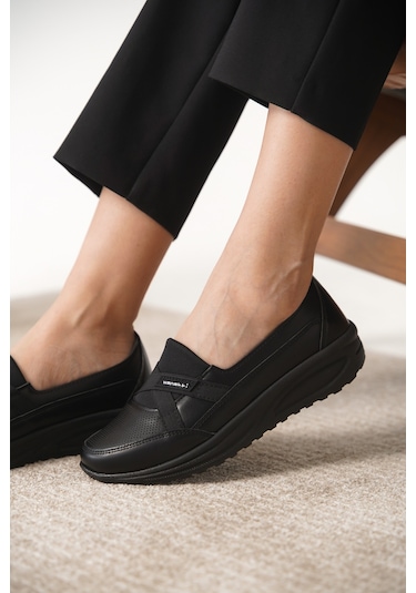 Garantili D0312 Günlük Ortopedik Kadın Babet Ayakkabı Siyah