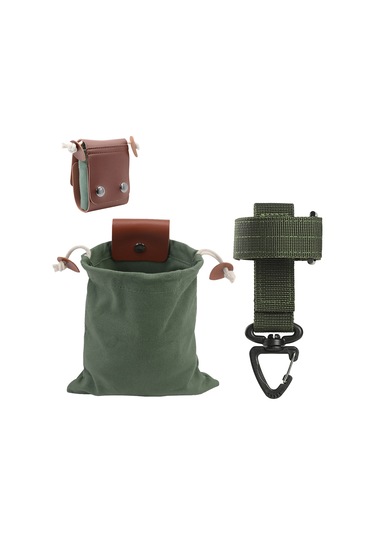 Konesam Orman Toplama Çantası Asker Yeşili, Bel Bağlı, 22x22cm Pu-oksford, Çekmeceli, Çinko Kanca İle, Yaban Meyvesi Ve Alet Taşıma Yeşil