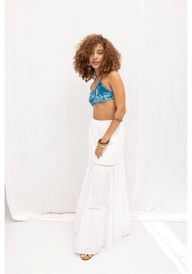Annie Brode Şerit Detaylı Etek 4036 Beyaz