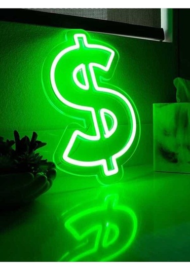 Twins Led Dolar Şekilli Neon Pleksi Tabela Yeşil Model:model:16233366