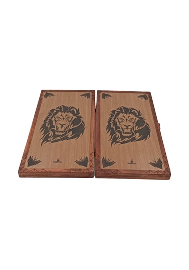 Simya Figür Aslan Baş Tavla Ceviz Kaplama
