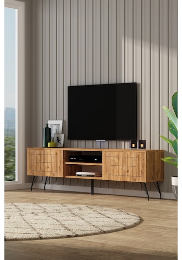 Beran Tv Ünitesi 180 Cm Raflı Düşer Kapaklı Alt Modül Atlantik Çam Atlantik Çam