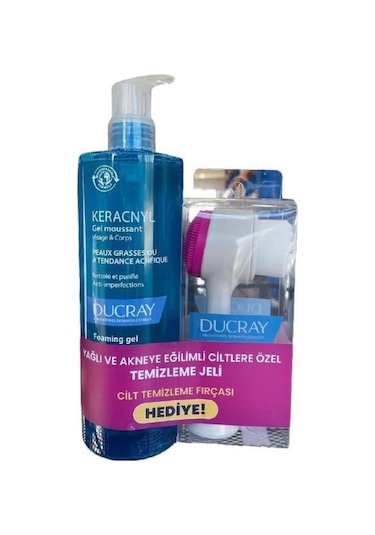 Ducray Keracnyl Gel Moussant 400 ML + Yüz Temizleme Fırçası