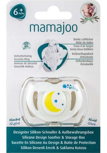 Mamajoo Tekli Desenli Emzik & Renkli Saklama Kutusu 6 ay+/ Gece Mavi