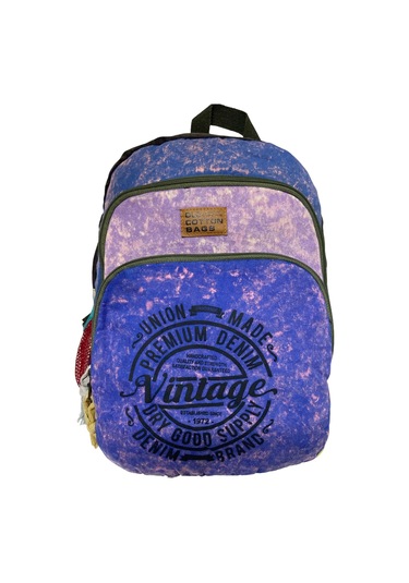 Kaliteli Vintage Disayn Sırt Gezi Çantası New Patchwork 5017 Mavi
