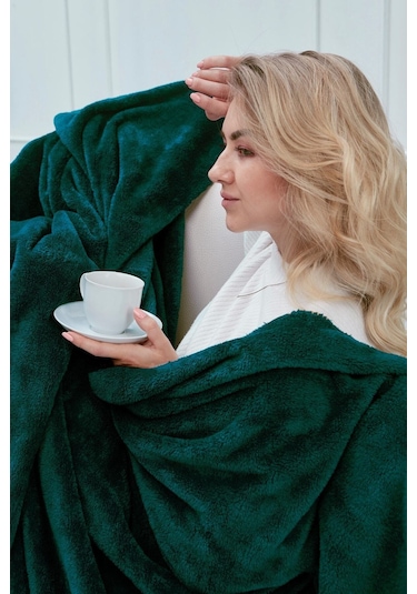 Deluxe Wellsoft Tv Battaniyesi Zümrüt Yeşil Tek Kişilik Battaniye 150x200 Cm