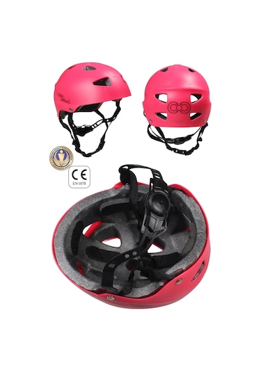 Pembe Çocuk Kaskı Yıldızlar Ve Harfler Stickerlı Spor Koruyucu Kask Pembe Dizlik Dirseklik Seti Pembe