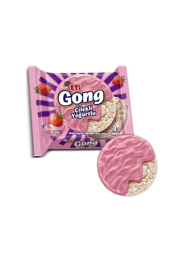 Gong Çilekli Yoğurtlu Kaplamalı Pirinç Patlağı 30 G X 24 Adet