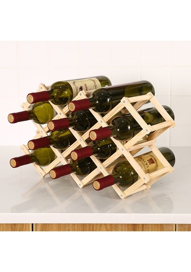 Hangfox Ahşap İçki Rafı, Gökyüzü Ağacı Malzemesi, Yaratıcı Katlanabilir Tasarım, Beş Şişelik Kapasite, Ev Dekorasyonu, Dayanıklı Kullanım