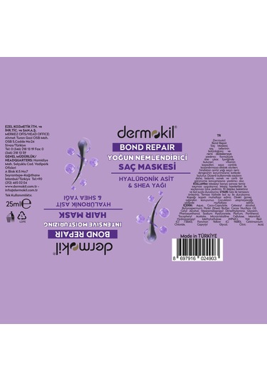 Dermokil Bond Repair Yoğun Nemlendirici Saç Maskesi 25 Ml
