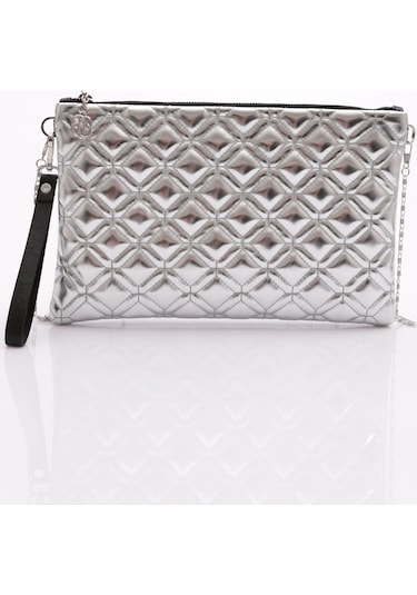 Dgn 4004 Kadin Baklava Dilimi Desenli Portföy Çanta 4004-2337-R13929 Gümüş