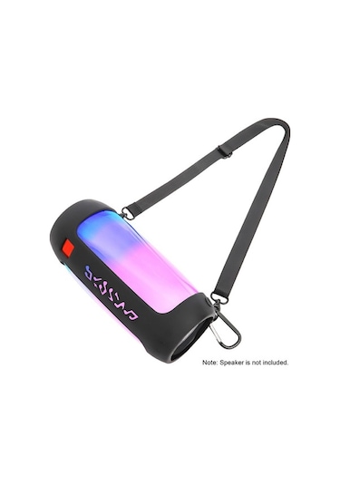 Novahub Jbl Pulse 4 İçin Silikon Bluetooth Hoparlör Kılıfı, Omuz Askılı Ve Tırmanma Kancalı, Siyah