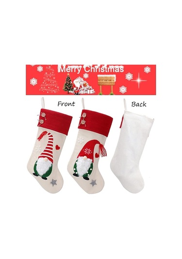 Noel Çorapları, 2'li Paket 3d Sevimli Noel Çorapları Büyük Askılı Noel Çorapları Çorap Hediye Çantası Şeker Çantası