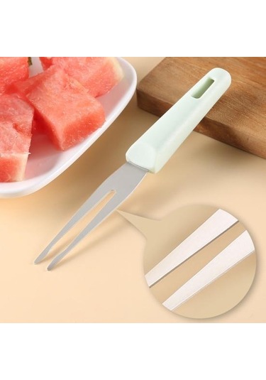 Yeşil 3-ın-1 Karpuz Kesici Set Paslanmaz Çelik Meyve Bıçağı Çatal Kavun Balye Kepçe Gıda Sınıfı Korozyona Dayanıklı Kullanımı Kolay Mutfak Aracı