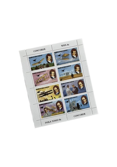 Wright Kardeşler Temalı Ekvator Ginesi Damgasız 8'li Blok Pul