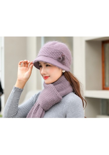 Arion Hs-01x Şık Şapka/bere Ve Atkı Takımı Mor