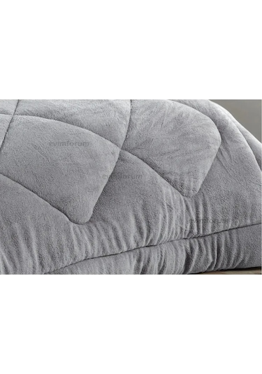 Çift Kişilik Çift Taraflı 195x215 Lüx Welsoft Yorgan Gri.