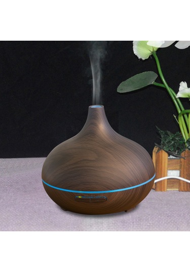 Geeksen 550ml Koyu Ahşap Desenli Ev Salyangoz Yağı İçeren Aromaterapi Makinesi - Sessiz 2-8 Saat Zamanlama Ve Nemlendirme Fonksiyonu