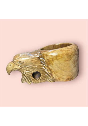 Ahşap El Oyması Kartal Figür Kuksa. Ölçü: 17 10x8 Cm