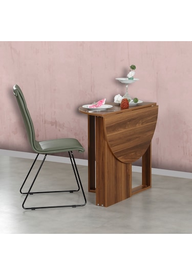 Pasifichome Middle Açılır Kapanır Mutfak Masası Ceviz / Yuvarlak Yemek Masası