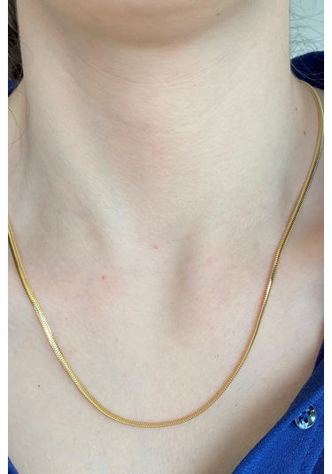 Zümrüt Sarraf 14 Ayar Yeşil Altın Kadın Tondo Ezme Zincir Kolye N11.47505