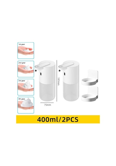 Tutuculu 2 Adet-dokunmasız Otomatik Sabunluk Sensörlü Köpük Tip-c Şarjlı Yüksek Kapasiteli Ayarlanabilir Anahtarlı Akıllı Sıvı Sabunluk