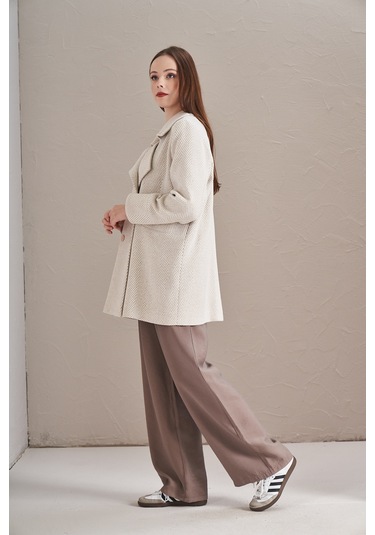 Balık Sırtı Ceket Ekru Ekru