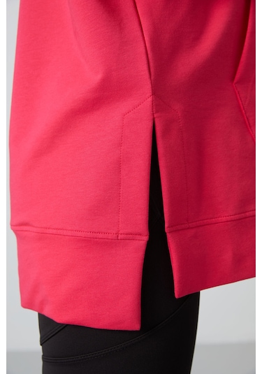 Tommy Life Viva Kırmızı Balon Kol Yazı Nakışlı Kadın Oversize Tunik Sweatshirt - 97163 Kırmızı