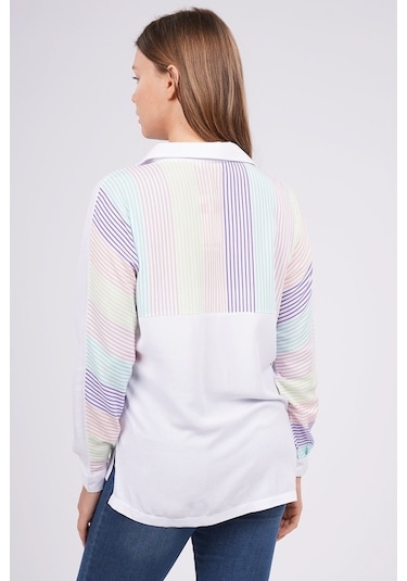Gabria Kadın Cep Çizgili Gömlek Pembe
