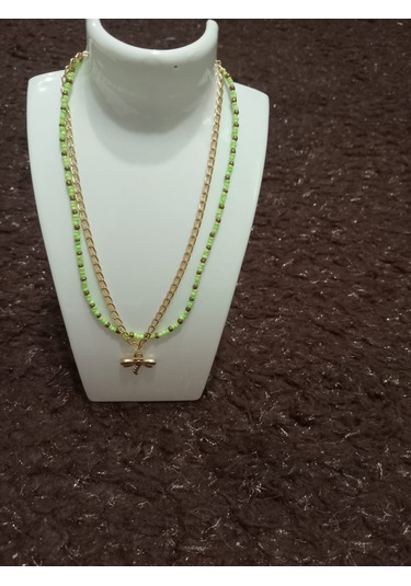 Yusufcuk Uçlu Çift Kolye Yeşil