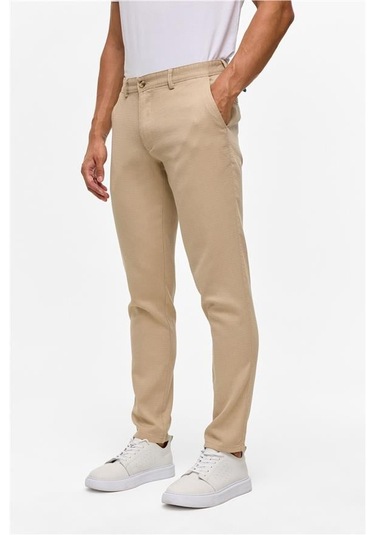 Süvari Bej Slim Armürlü Pantolon Bej