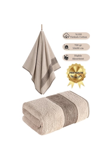 %100 Cotton Saç Havlusu Maura 50x90 Cm Bej