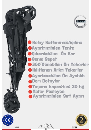 Accord Baston Bebek Arabası Siyah