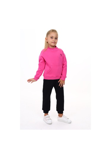 Toontoy Kız Çocuk Nakışlı Eşofman Takım Açık Fuşya