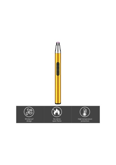 Pazly Türkçe Usb Şarjlı Mavi Alevsiz Ateşleyici, Rüzgar Geçirmez Uzun Saplı, Ev Ve Kamp İçin Güvenli Taşınabilir Sobası Mavi