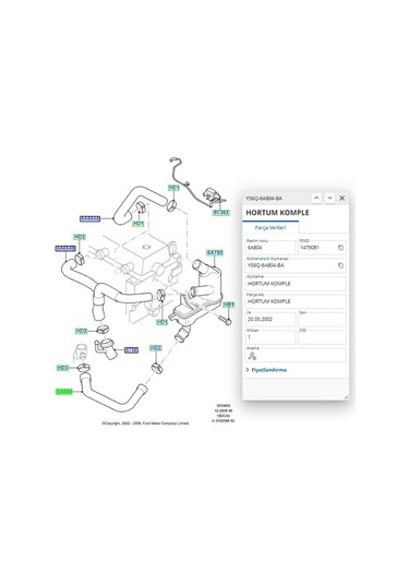 Hortum Komple Yağ Buhar Ayırıcı Connect 02 Ibr 19887 - Ys6q 6a804 Ba