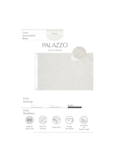 Cool Halı Palazzo Krem Mutfak Halısı Bukle Tezgah Önü Leke Tutmaz Yumuşak Kabartmalı İskandinav Halı