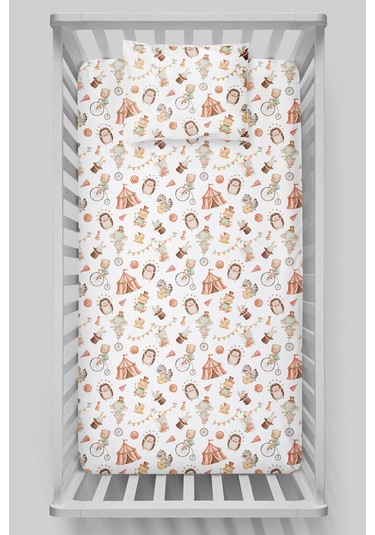 Organik Bebek Boy Lastikli Çarşaf Seti 70x110 - Sihirli Minik Akrobasi