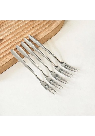 Ruicoo 5 Parça Paslanmaz Çelik Salata Çatalı Seti - Gold Kaplama, 13 Cm Uzunluk, Hafif Ve Dayanıklı, Günlük Mutfak Kullanıma Uygun Gümüş