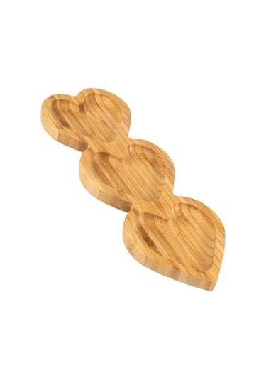 Bambu Sunum Tabağı - Kalpli / 3 Bölmeli