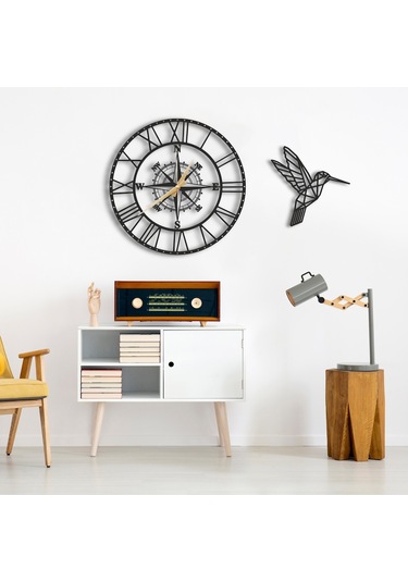 50X50 Dekoratif Duvar Saati + Tablo 35 Cm (482235163) Siyah